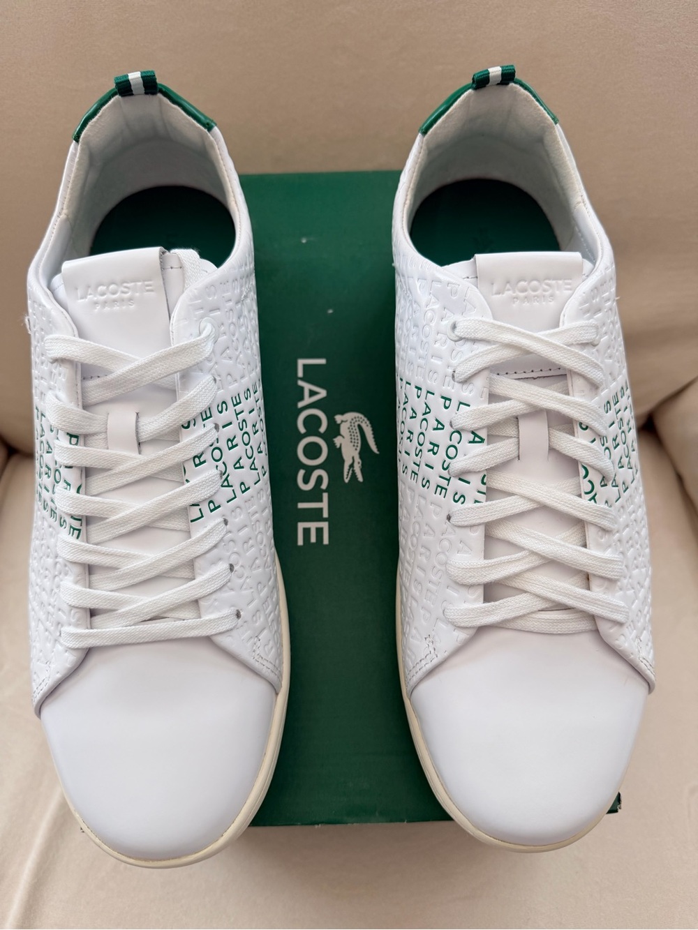 Lacoste White Low-Profile Sneakers with Green Trim